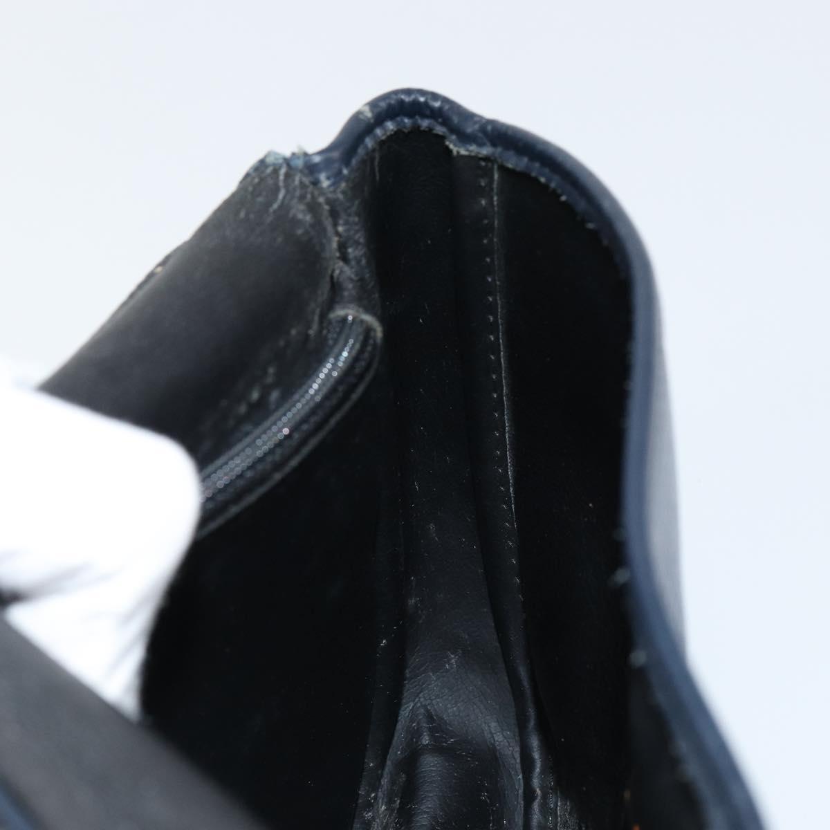 Christian Dior Shoulder Bag Leather Navy Gold Auth 151060