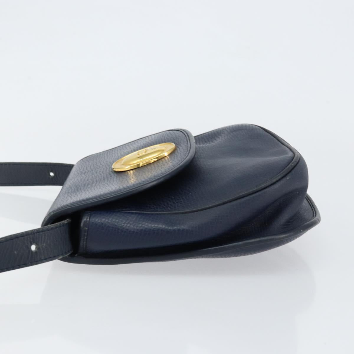 Christian Dior Shoulder Bag Leather Navy Gold Auth 151060