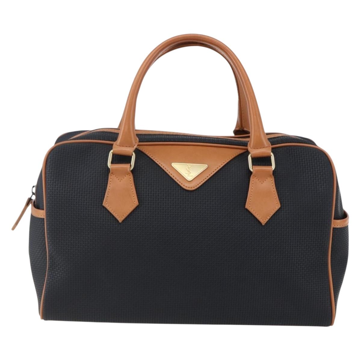 SAINT LAURENT Boston Bag PVC Black Gold Auth 151062