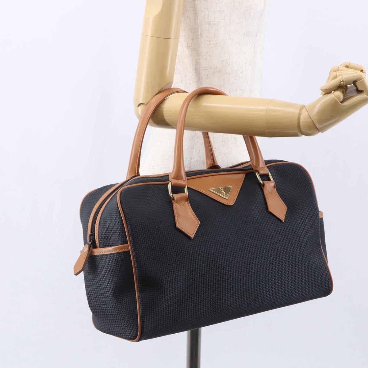 SAINT LAURENT Boston Bag PVC Black Gold Auth 151062