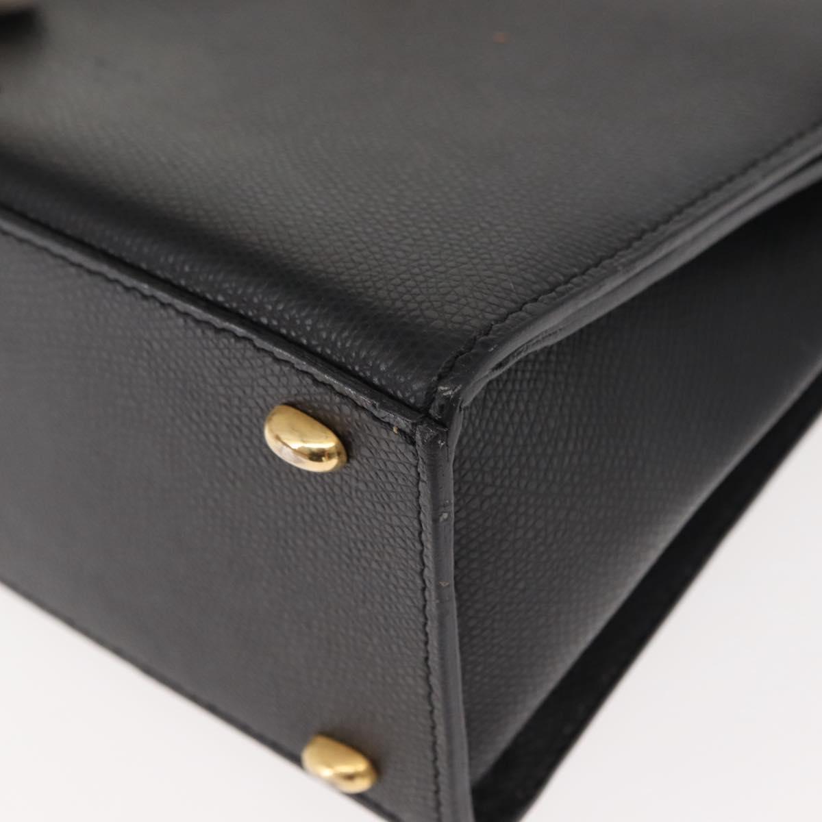 CELINE Hand Bag Leather 2way Black Gold Auth 151063