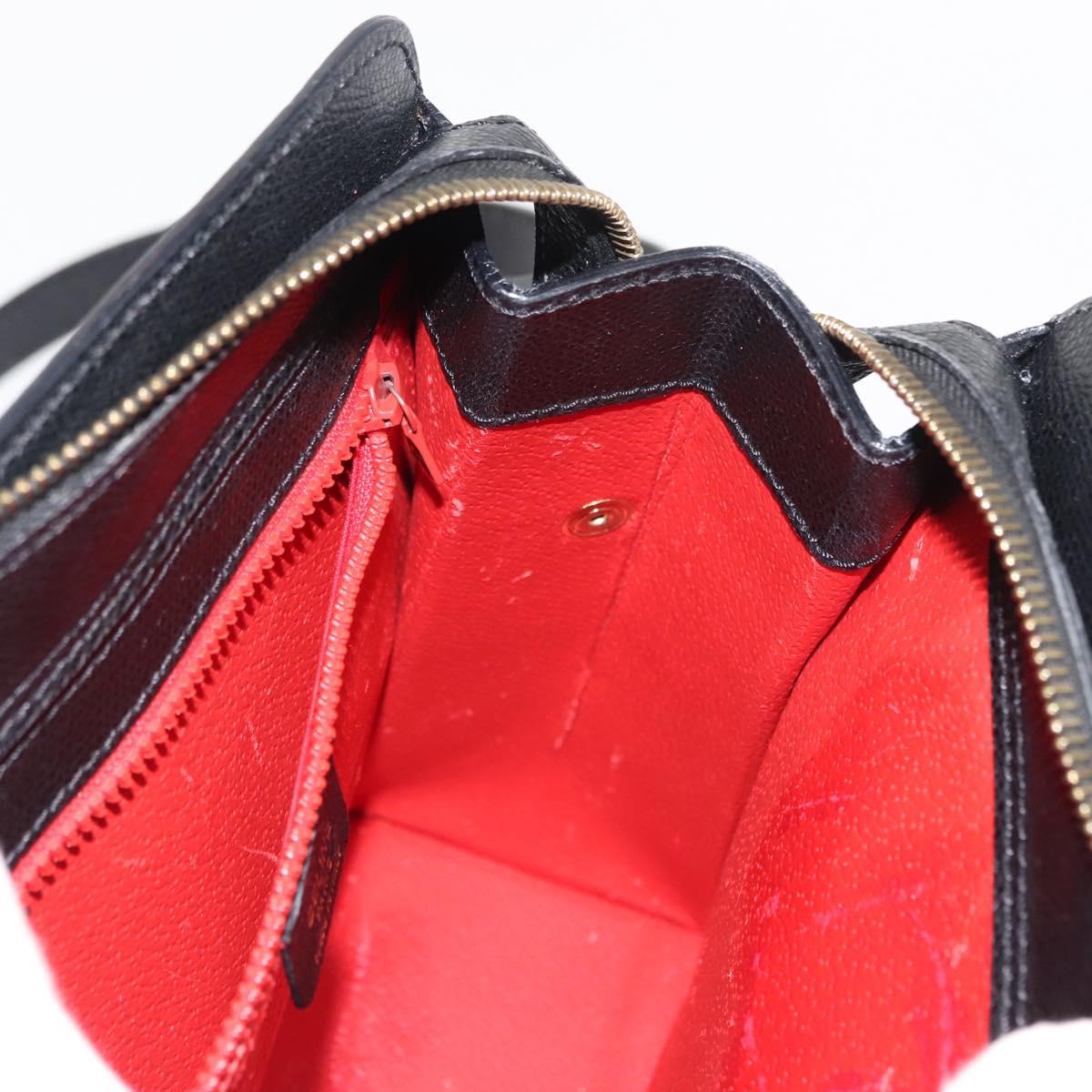 CELINE Hand Bag Leather 2way Black Gold Auth 151063