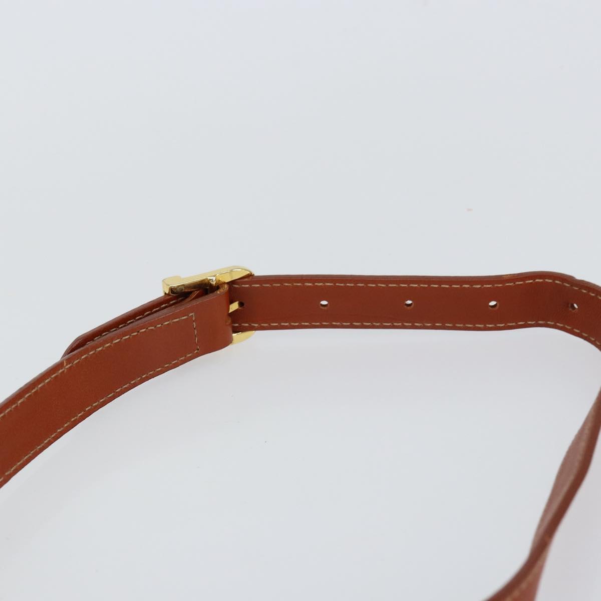 FENDI Pecan Canvas Shoulder Bag PVC Black Brown gold Auth 151064