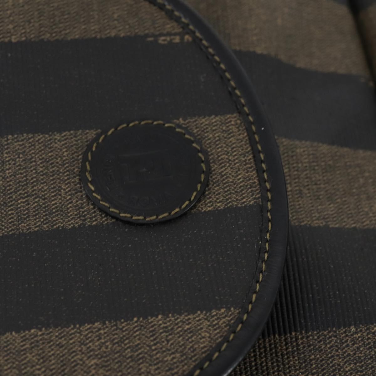 FENDI Pecan Canvas Backpack PVC Brown Black gold Auth 151065