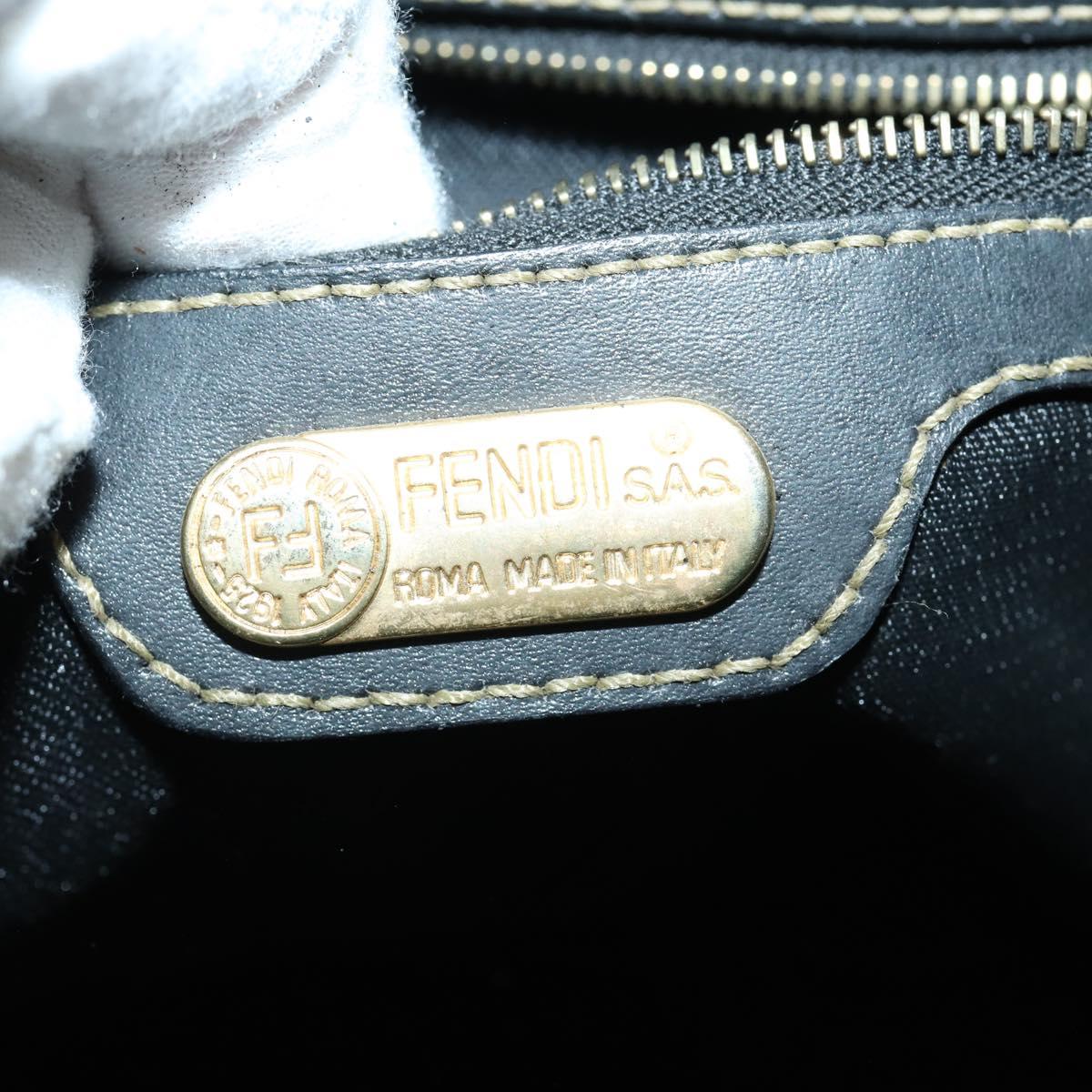 FENDI Pecan Canvas Backpack PVC Brown Black gold Auth 151065