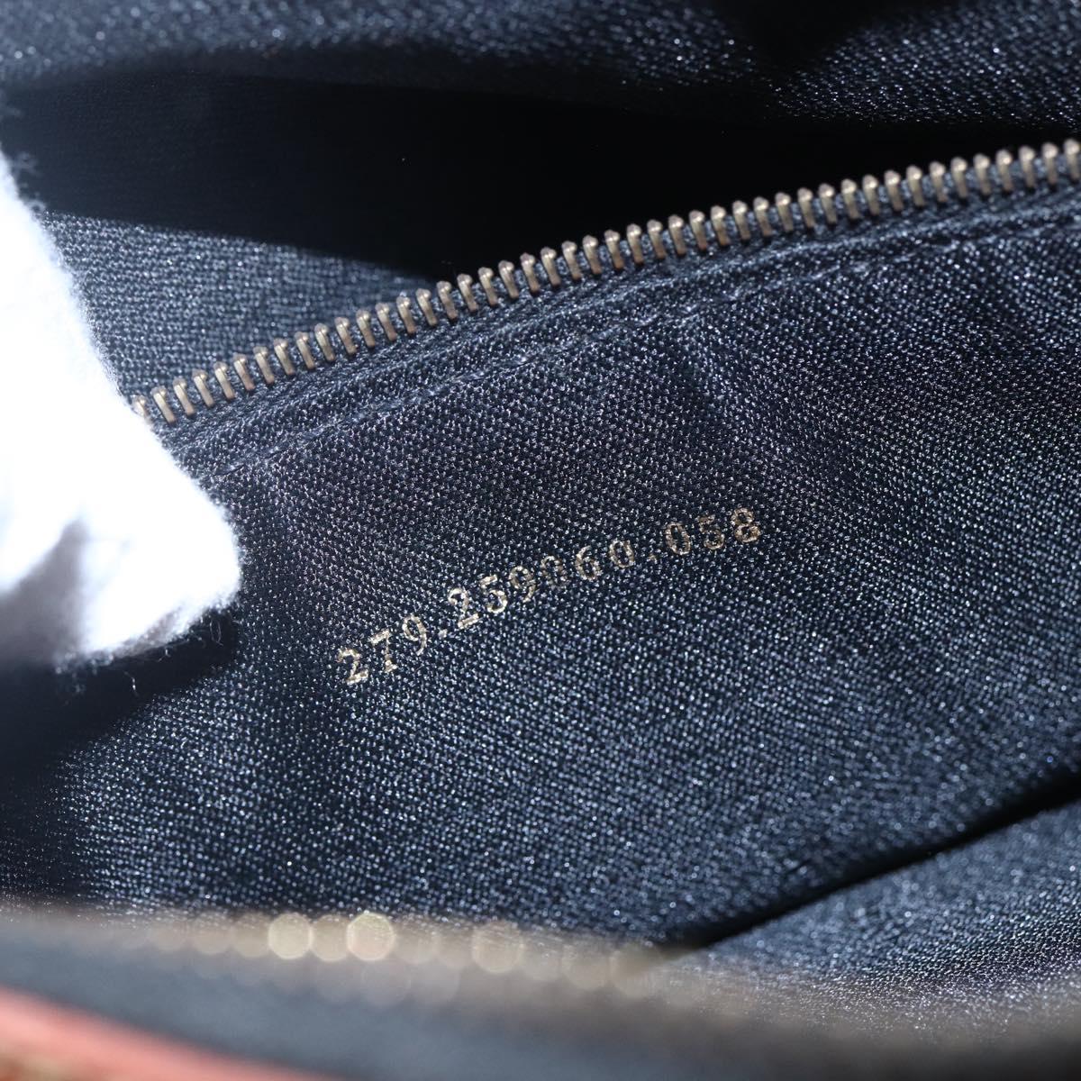 FENDI Pecan Canvas Hand Bag PVC Black Brown gold Auth 151066