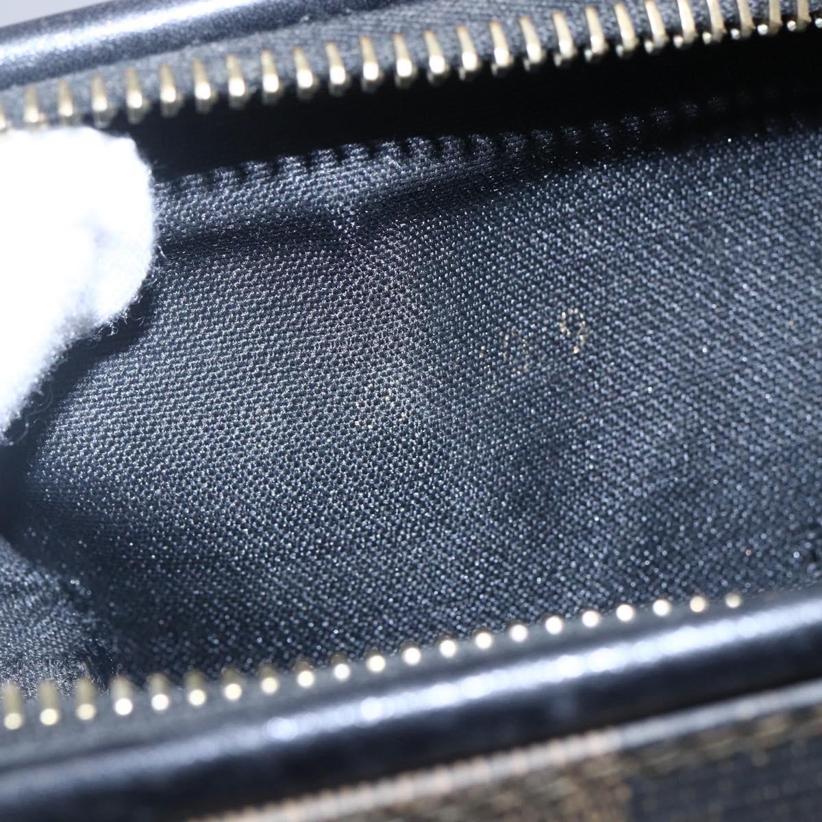 FENDI Pecan Canvas mini Boston Bag PVC Brown Gold black Auth 151067