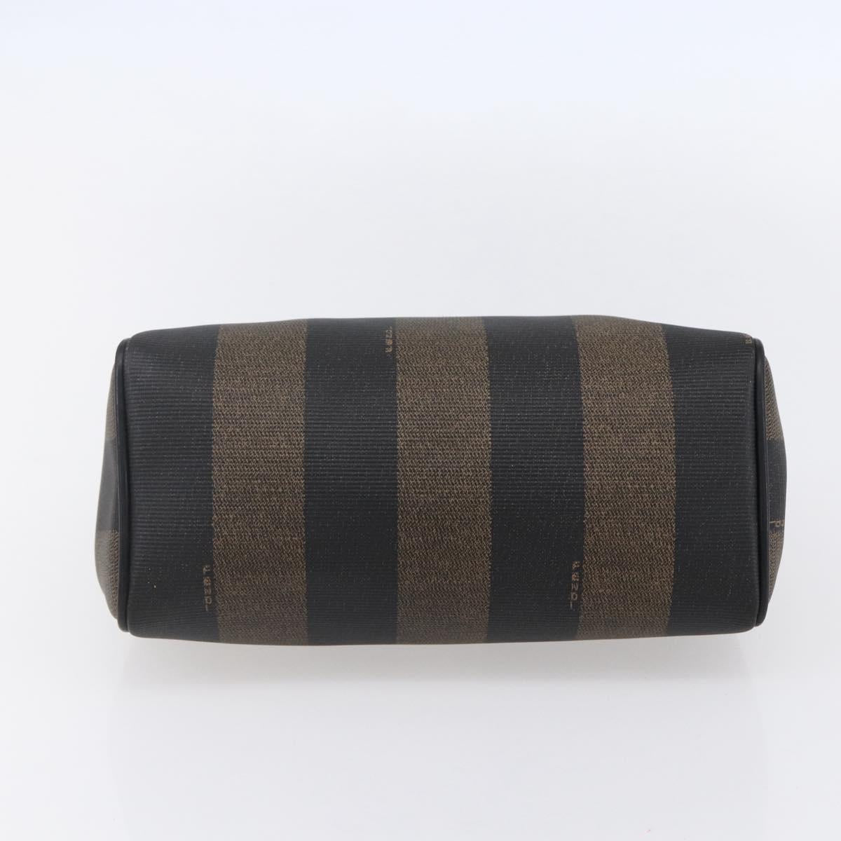 FENDI Pecan Canvas mini Boston Bag PVC Brown Gold black Auth 151067