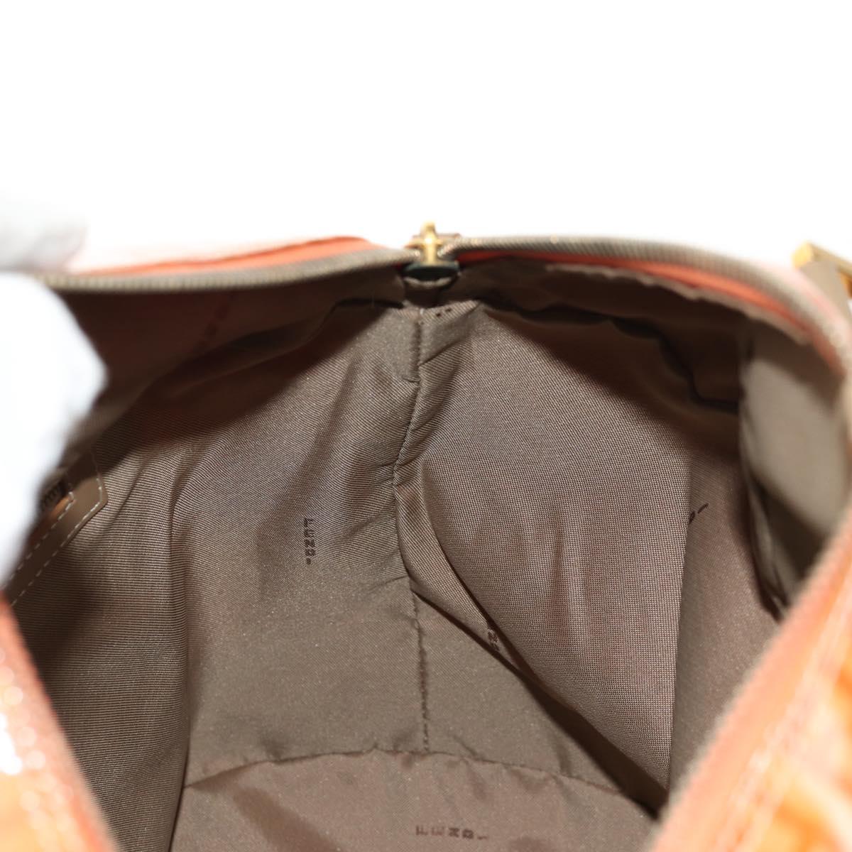 FENDI Zucchino Canvas Boston Bag PVC 2way Orange Gold Auth 151071