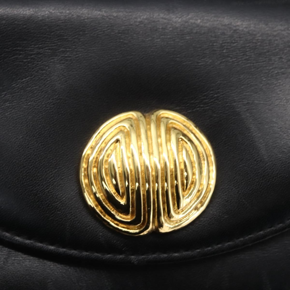 GIVENCHY Hand Bag Leather Black Gold Auth 151079