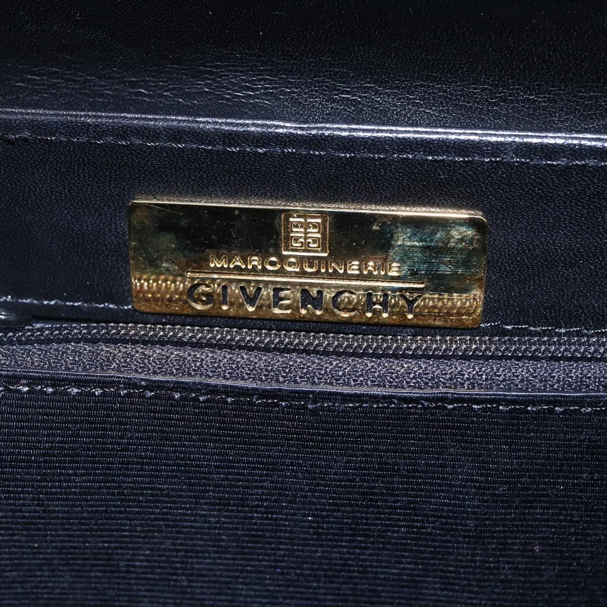 GIVENCHY Hand Bag Leather Black Gold Auth 151079