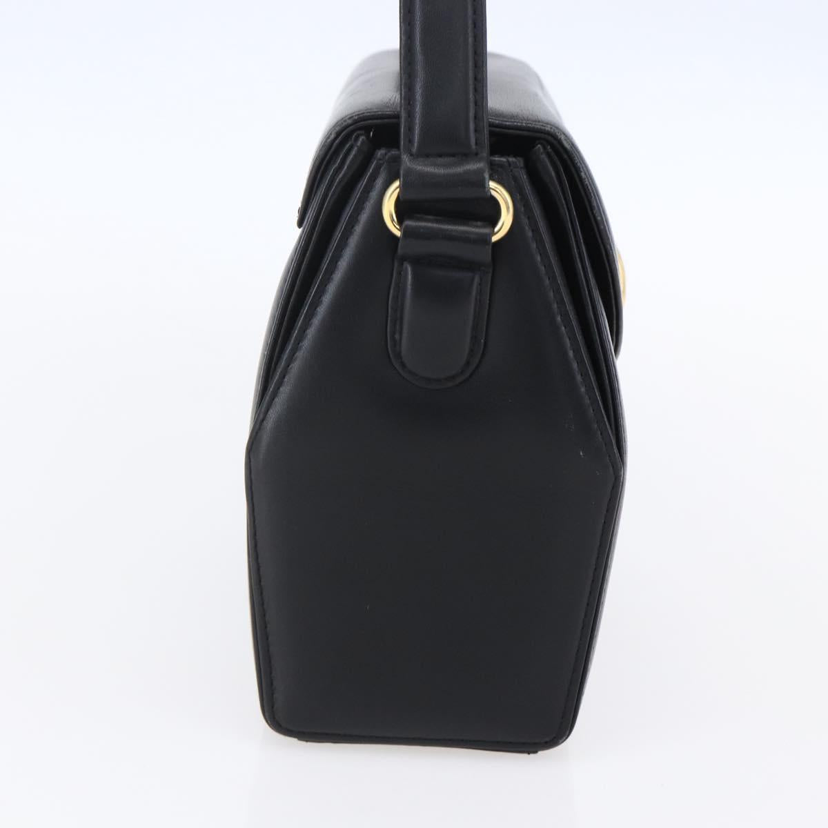 GIVENCHY Hand Bag Leather Black Gold Auth 151079