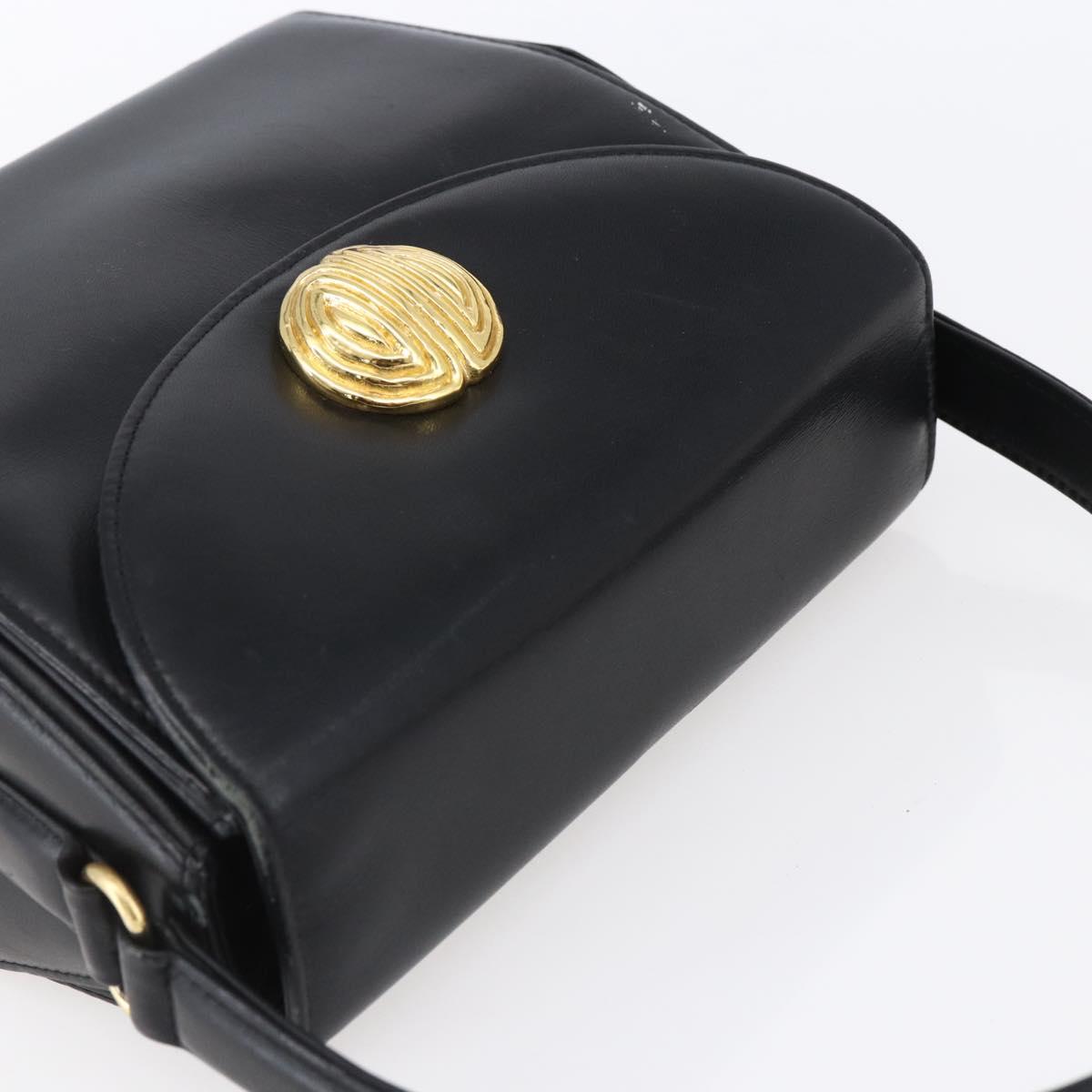 GIVENCHY Hand Bag Leather Black Gold Auth 151079