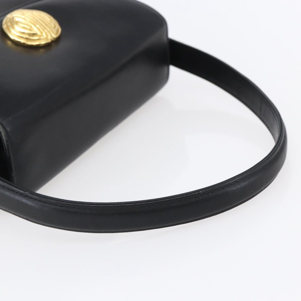 GIVENCHY Hand Bag Leather Black Gold Auth 151079