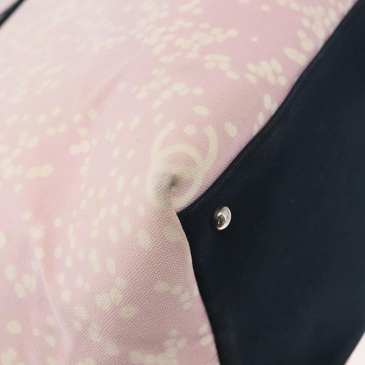 CHANEL High Summer Tote Bag Canvas Pink Silver CC Auth 151080