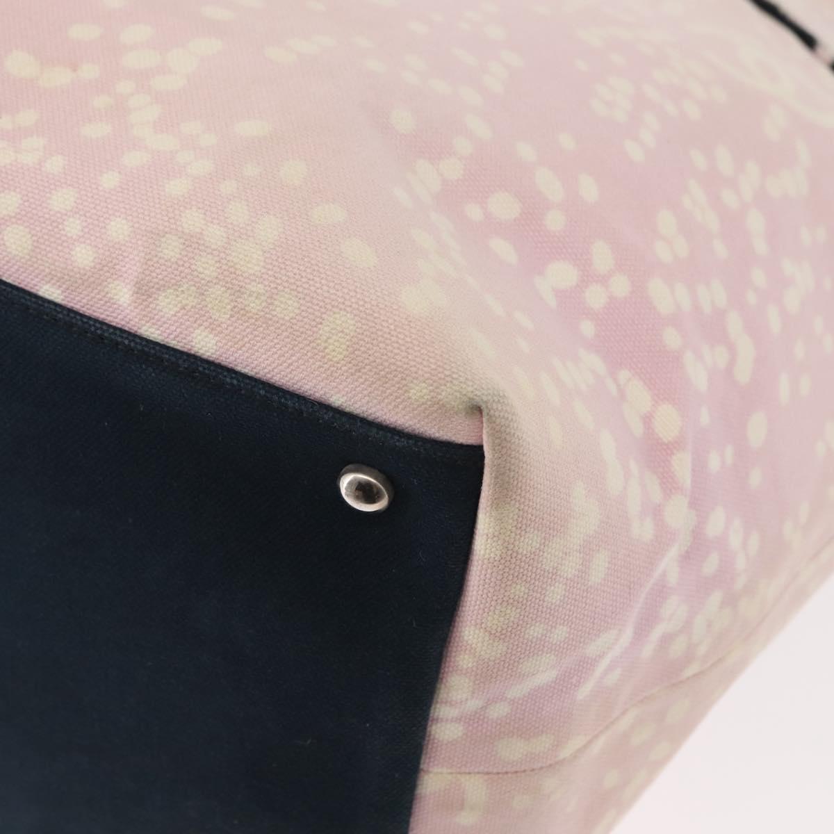 CHANEL High Summer Tote Bag Canvas Pink Silver CC Auth 151080