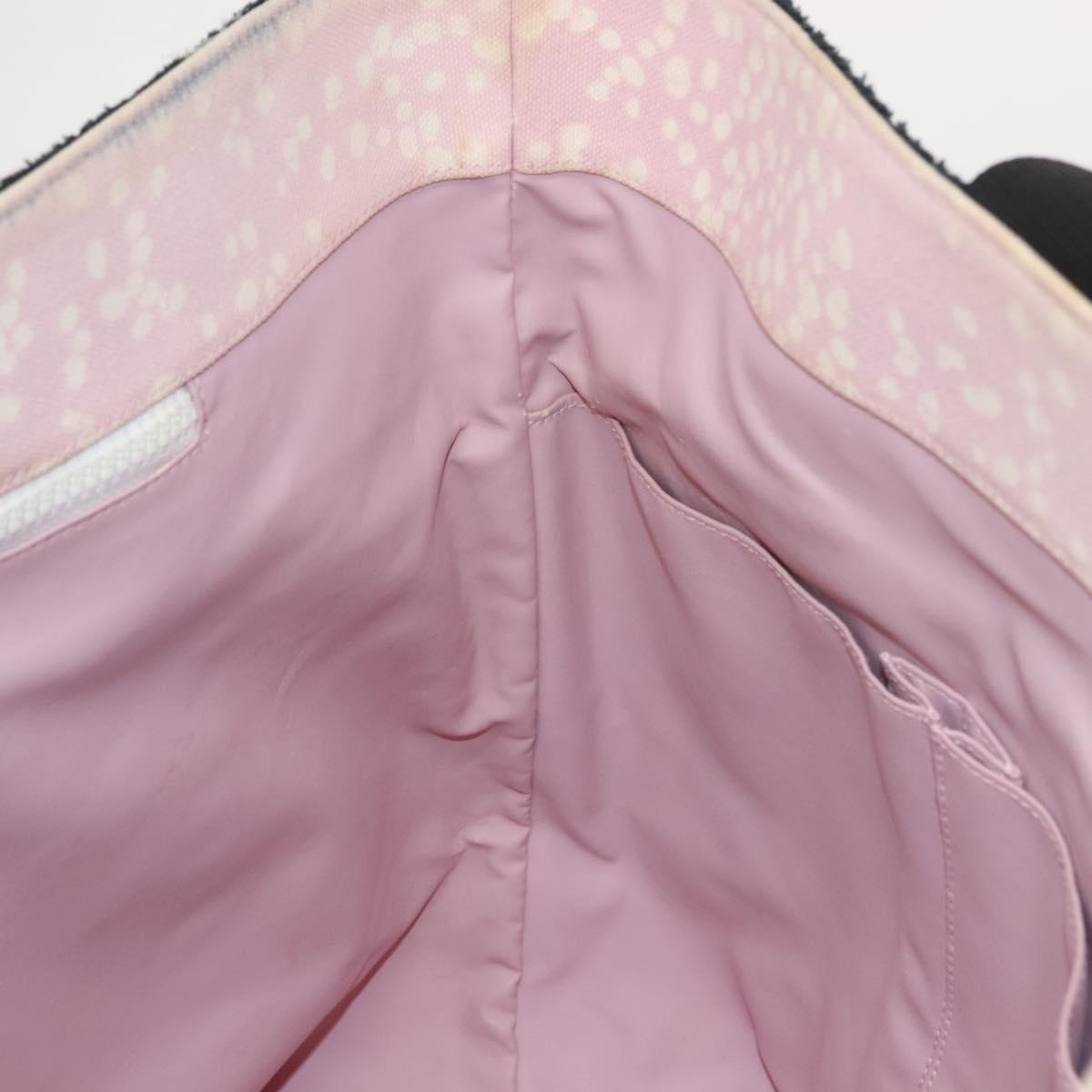 CHANEL High Summer Tote Bag Canvas Pink Silver CC Auth 151080