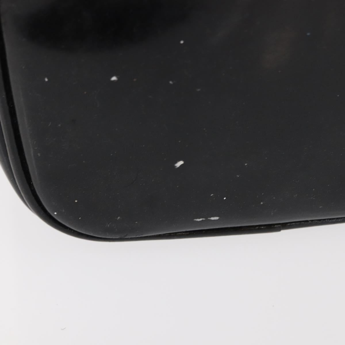 CHANEL COCO Mark Vanity Cosmetic Pouch Patent leather Black Gold CC Auth 151138