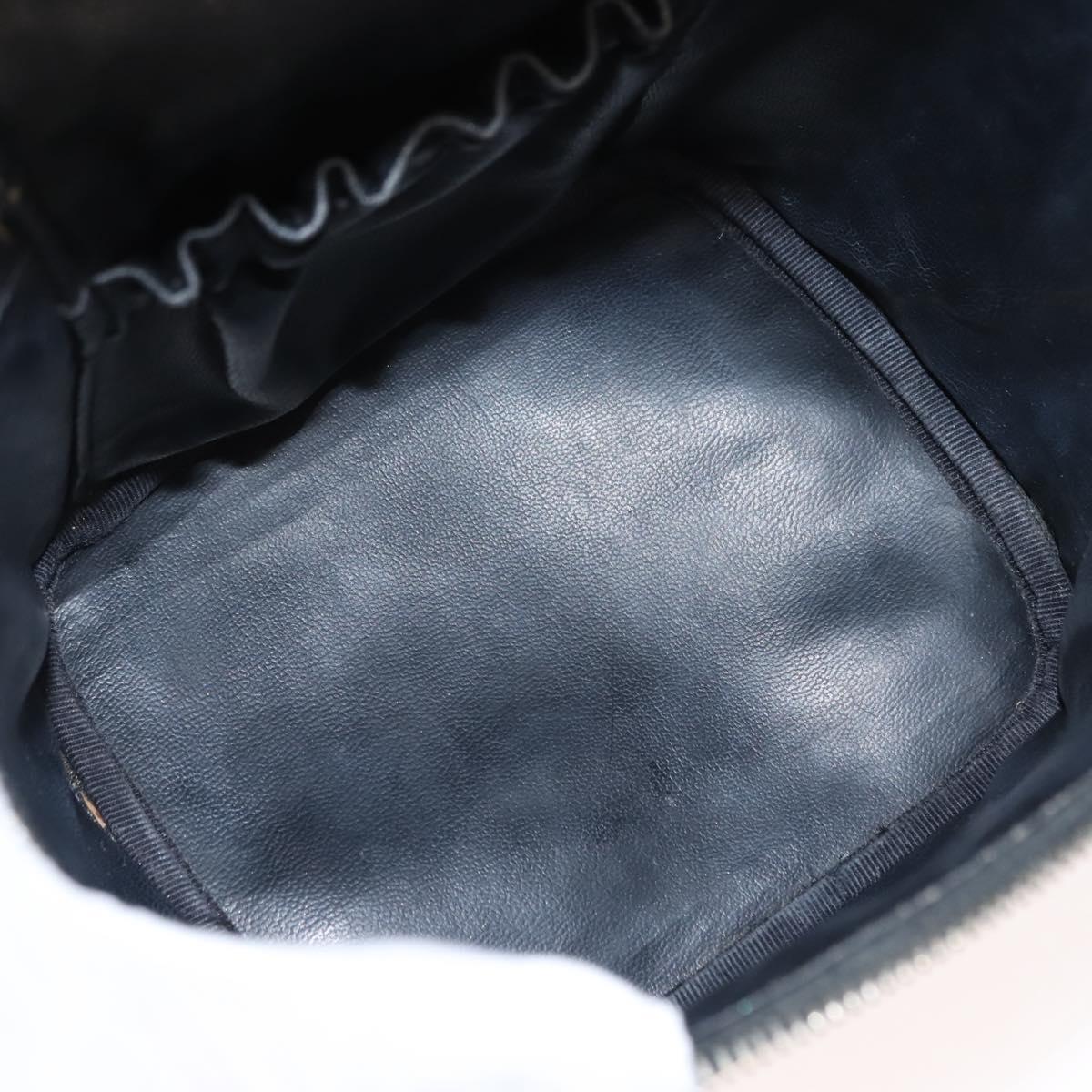 CHANEL COCO Mark Vanity Cosmetic Pouch Patent leather Black Gold CC Auth 151138