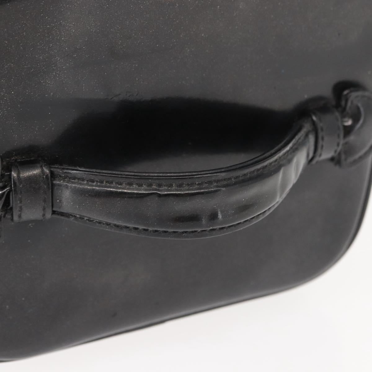 CHANEL COCO Mark Vanity Cosmetic Pouch Patent leather Black Gold CC Auth 151138