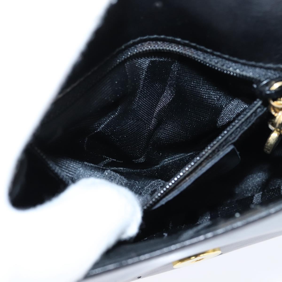 Salvatore Ferragamo Chain Gancini Shoulder Bag Leather Black Gold Auth 151140