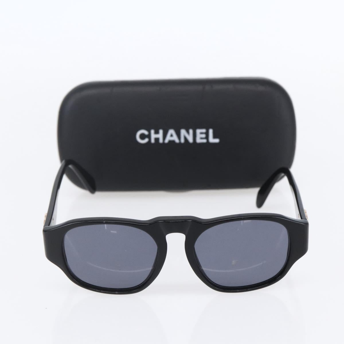 CHANEL COCO Mark Sunglasses plastic Black 01452 94305 CC Auth 151143