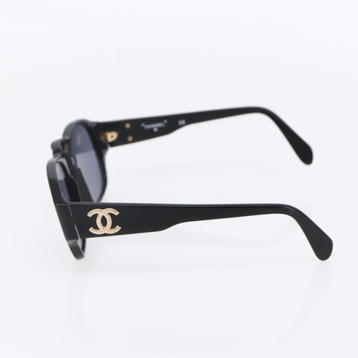 CHANEL COCO Mark Sunglasses plastic Black 01452 94305 CC Auth 151143