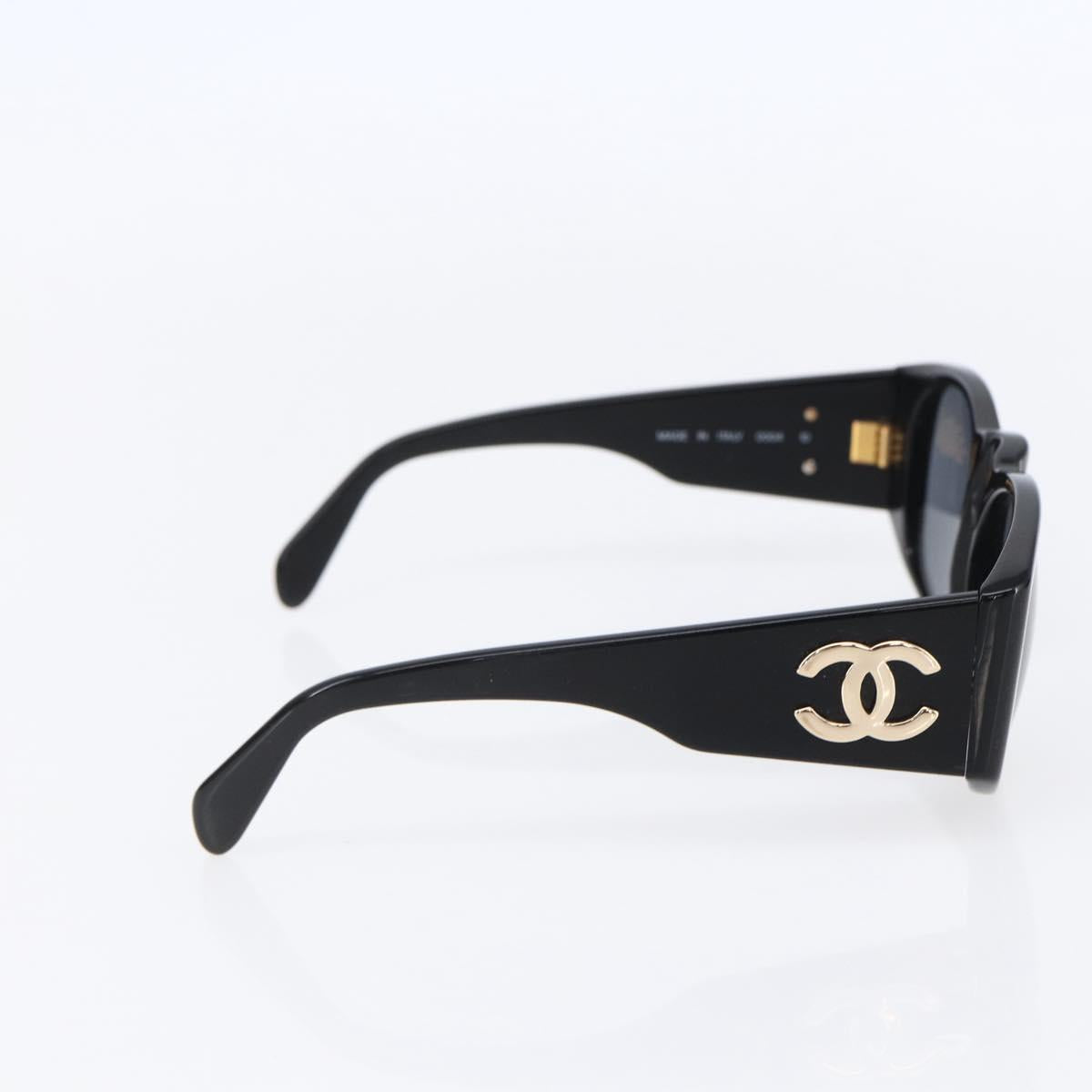 CHANEL COCO Mark Sunglasses plastic Black CC Auth 151144