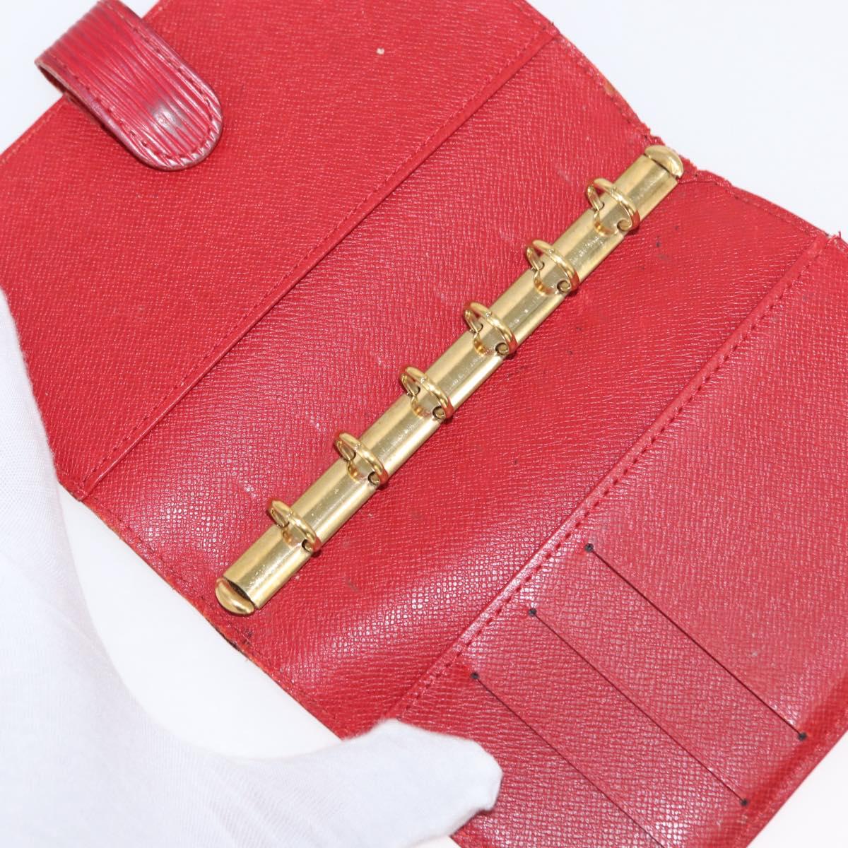 LOUIS VUITTON Epi Agenda Day Planner Cover 2 Set Red Brown LV Auth 151146