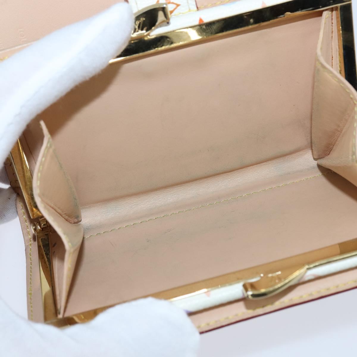 LOUIS VUITTON Multicolor Porte Monnaie Viennois Wallet White M92987 Auth 151172