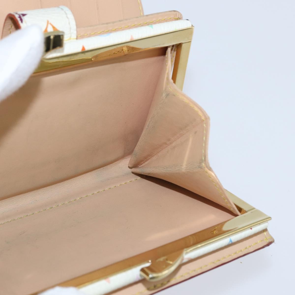 LOUIS VUITTON Multicolor Porte Monnaie Viennois Wallet White M92987 Auth 151172