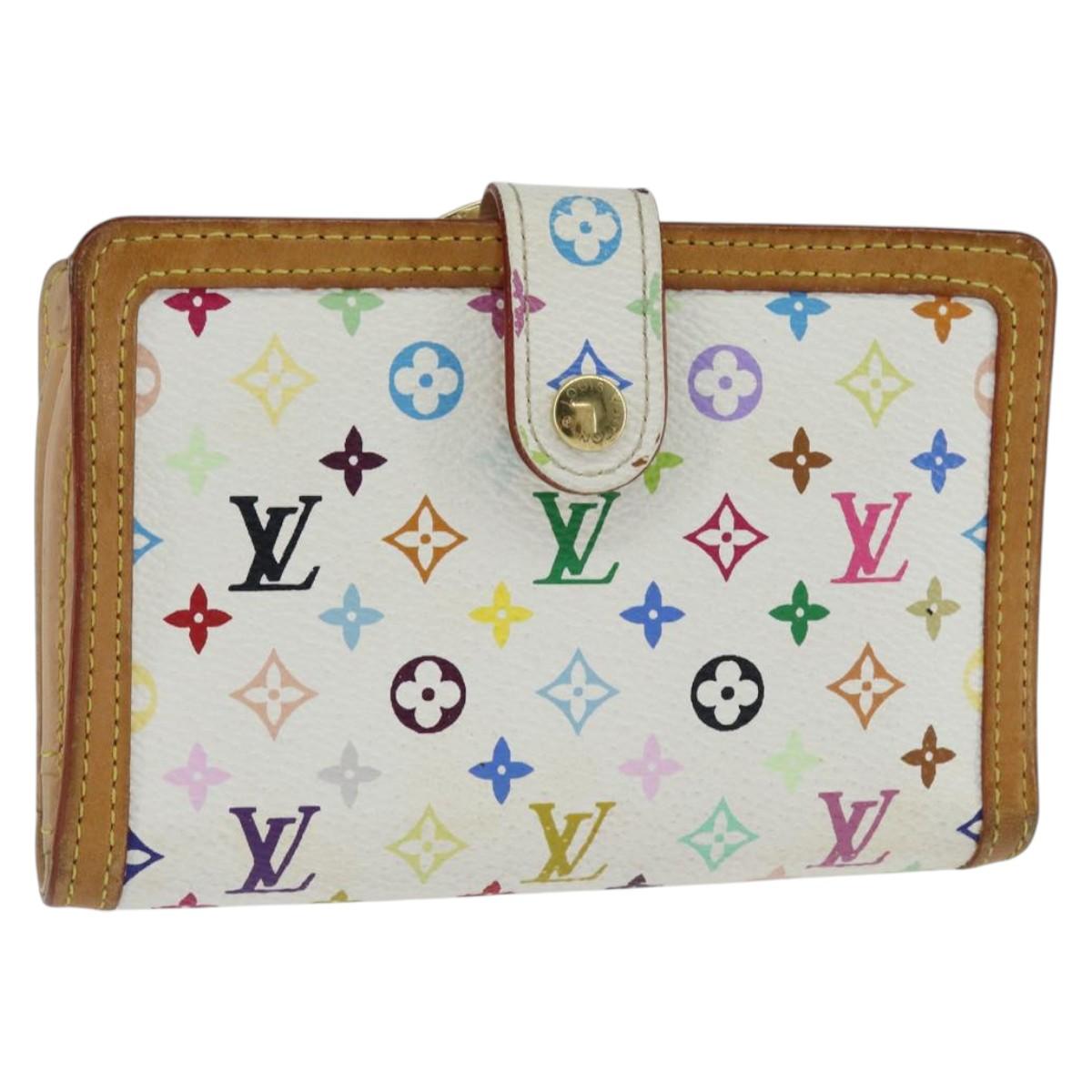 LOUIS VUITTON Multicolor Porte Monnaie Viennois Wallet White M92987 Auth 151172