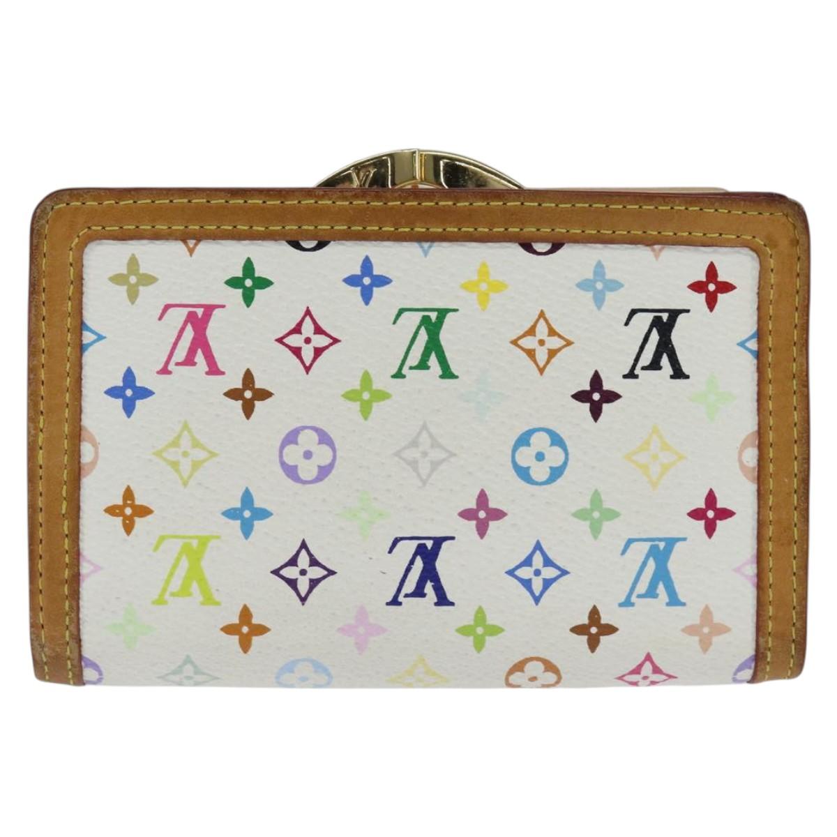 LOUIS VUITTON Multicolor Porte Monnaie Viennois Wallet White M92987 Auth 151172