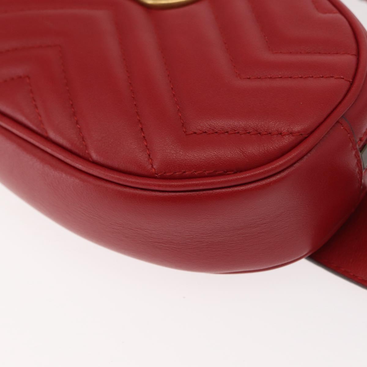 GUCCI GG Marmont Waist Bag Leather Red Gold 476434 Auth 151177M