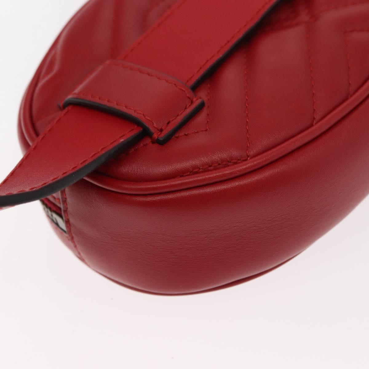 GUCCI GG Marmont Waist Bag Leather Red Gold 476434 Auth 151177M