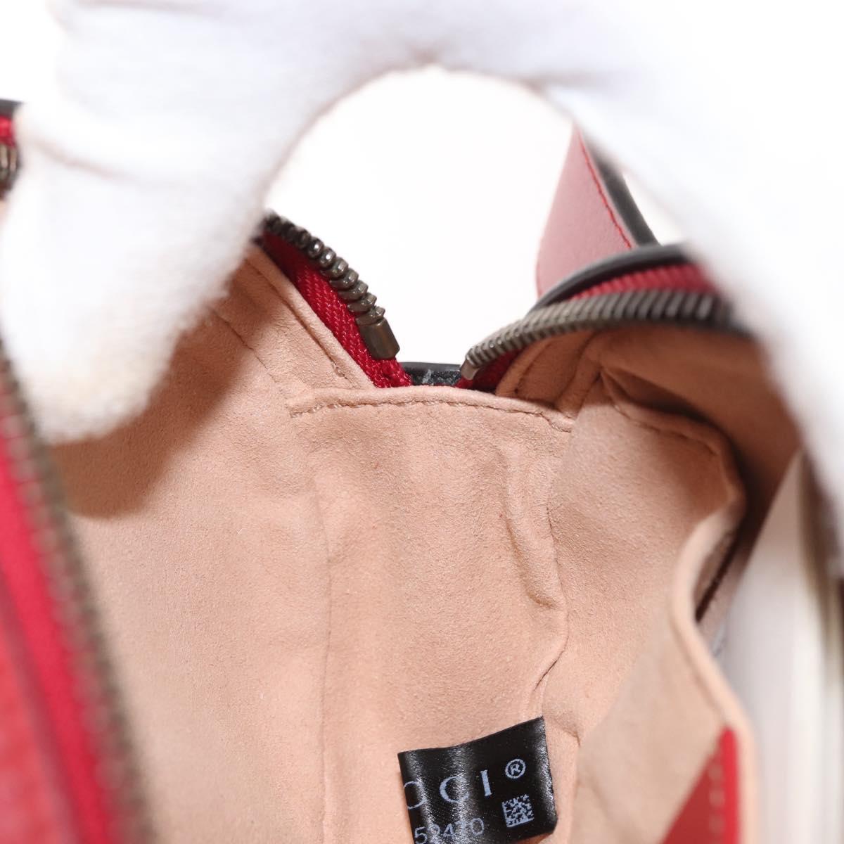 GUCCI GG Marmont Waist Bag Leather Red Gold 476434 Auth 151177M