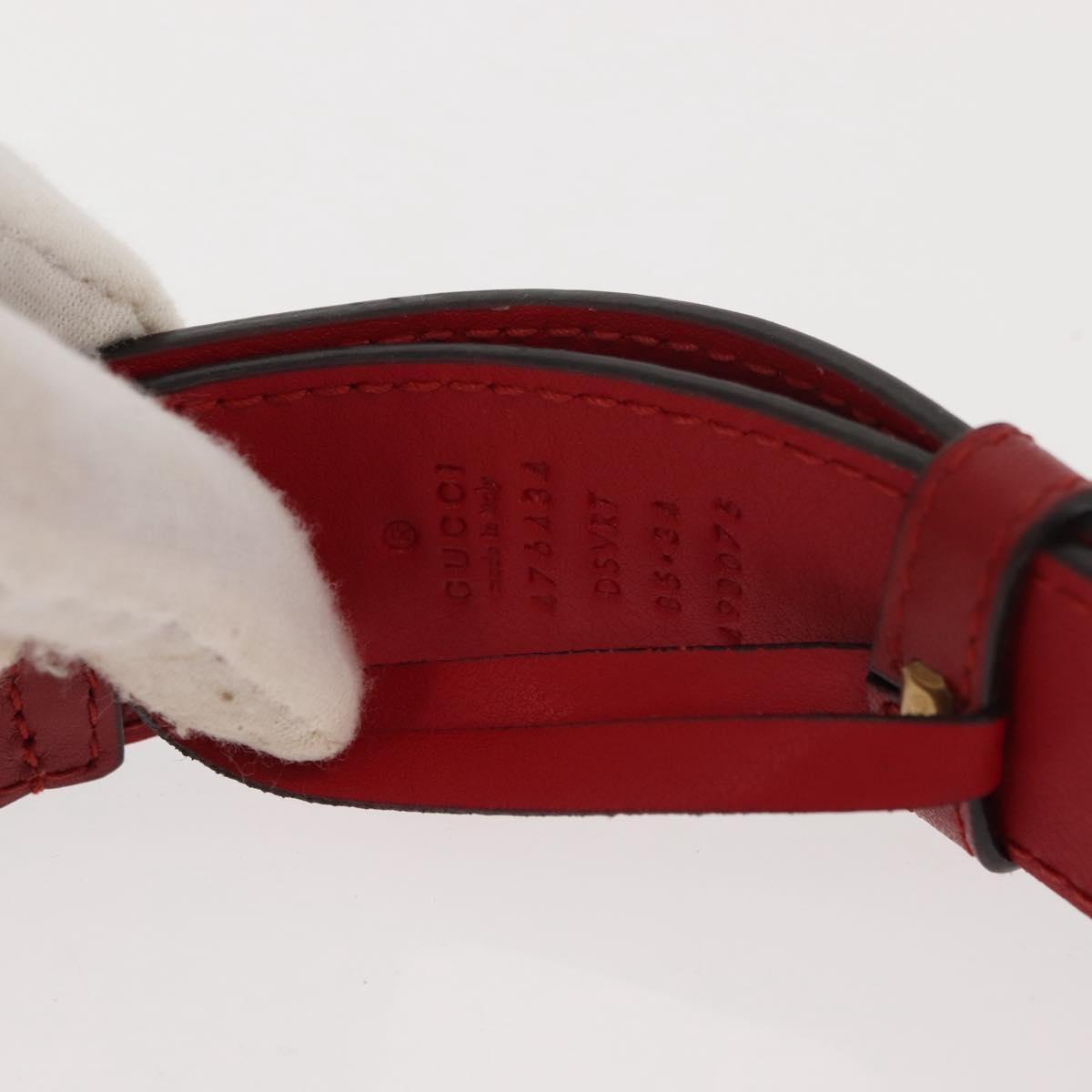 GUCCI GG Marmont Waist Bag Leather Red Gold 476434 Auth 151177M