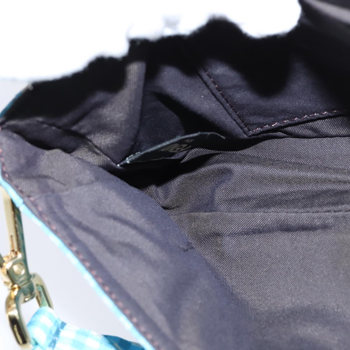 FENDI Mamma Baguette Shoulder Bag Nylon 2way Blue Gold Auth 151178