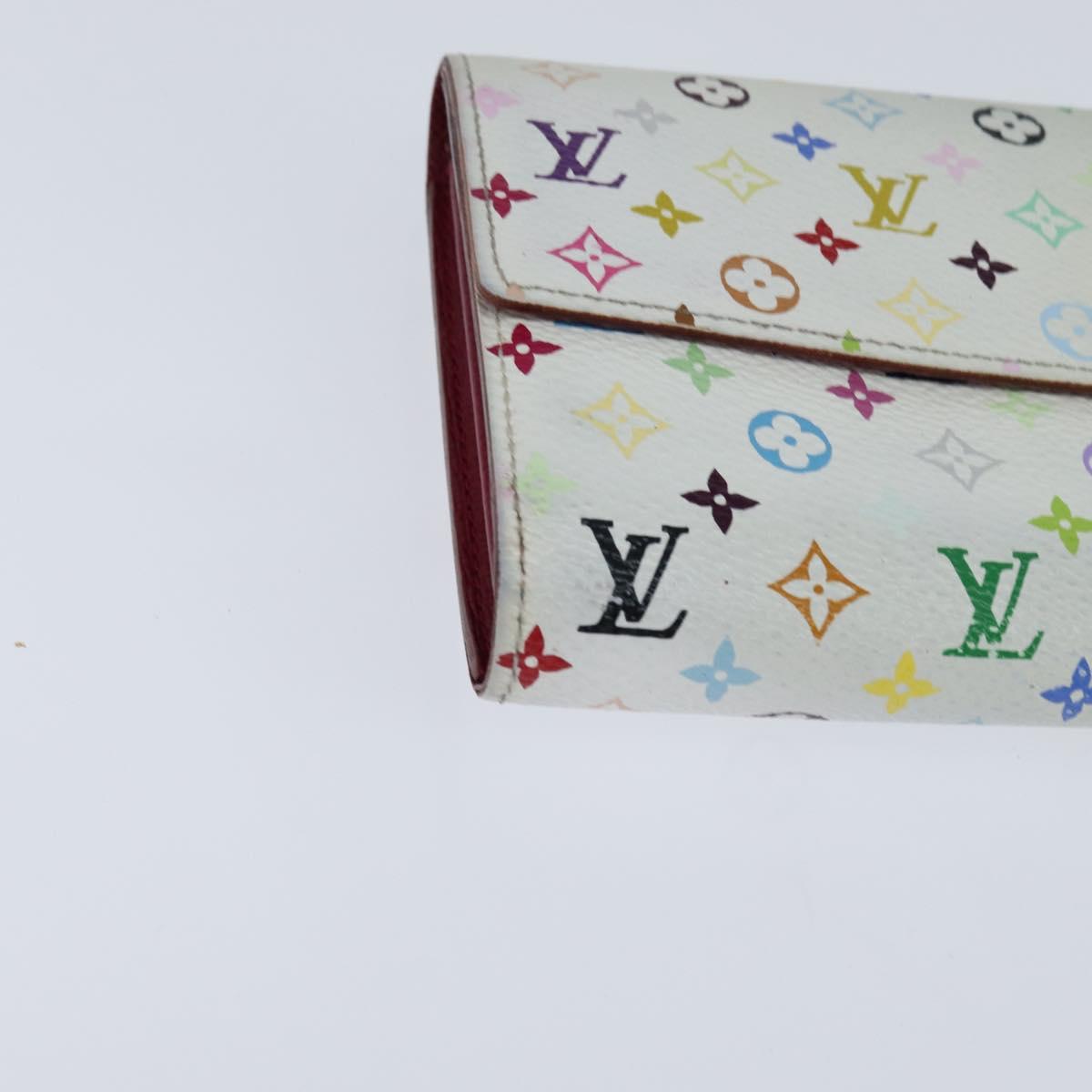 LOUIS VUITTON Multicolor Portefeuille Sarah Long White M93532 LV Auth 151180