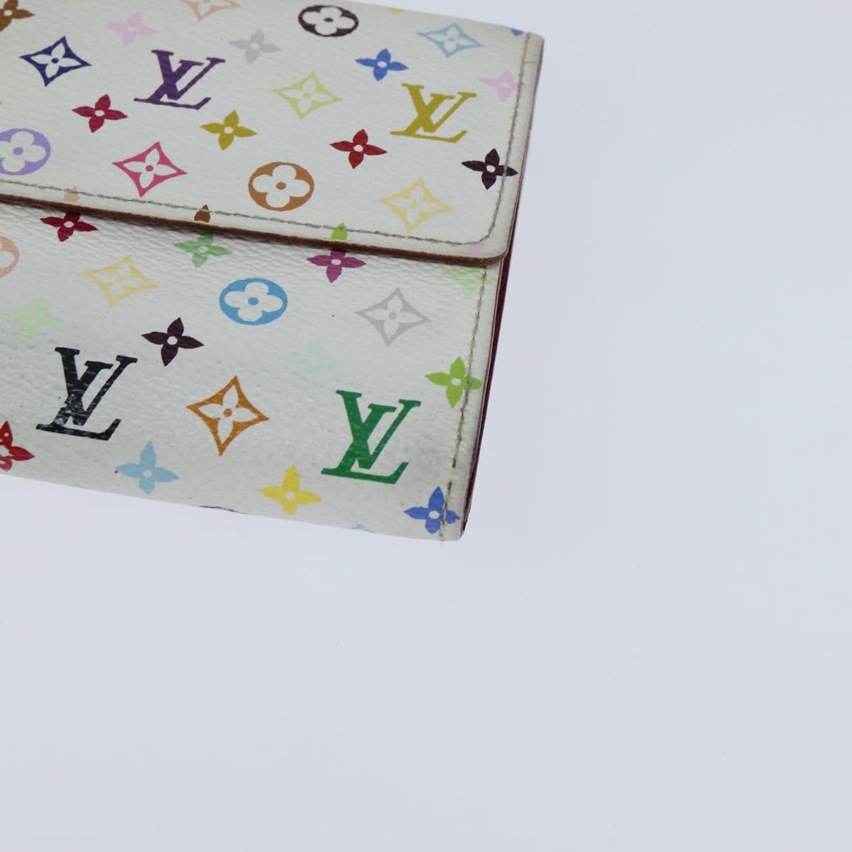 LOUIS VUITTON Multicolor Portefeuille Sarah Long White M93532 LV Auth 151180