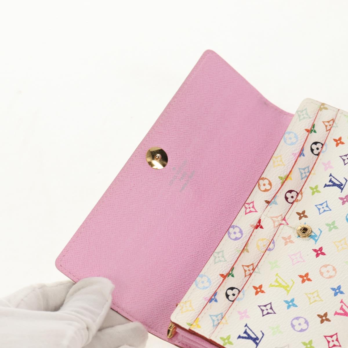 LOUIS VUITTON Multicolor Portefeuille Sarah Long White M93532 LV Auth 151181V