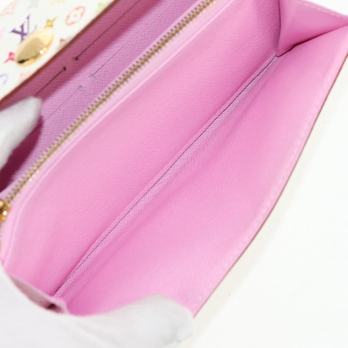 LOUIS VUITTON Multicolor Portefeuille Sarah Long White M93532 LV Auth 151181V