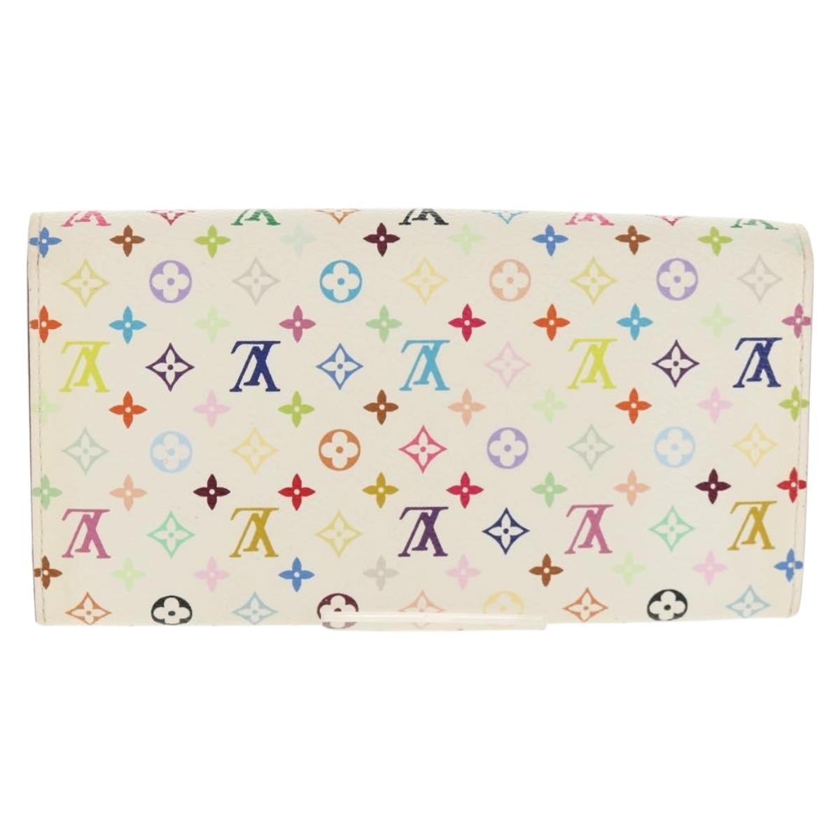 LOUIS VUITTON Multicolor Portefeuille Sarah Long White M93532 LV Auth 151181V