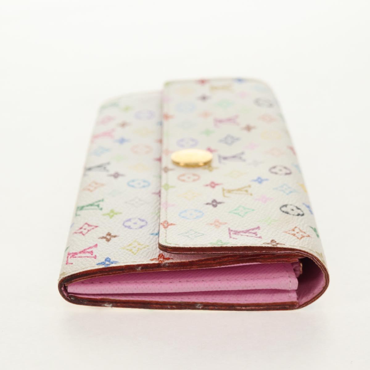 LOUIS VUITTON Multicolor Portefeuille Sarah Long White M93532 LV Auth 151181V