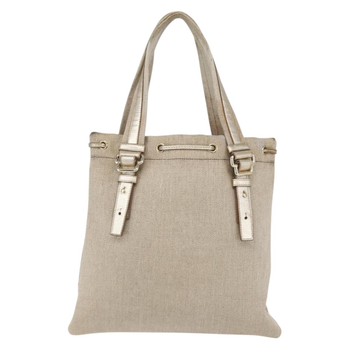 SAINT LAURENT Kahala Tote Bag Canvas Gold Tone 123435 Auth 151183