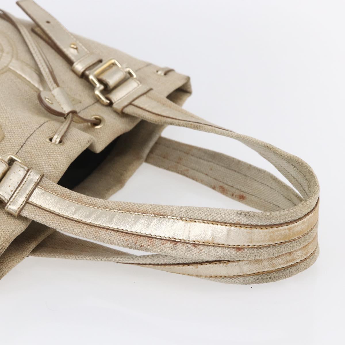 SAINT LAURENT Kahala Tote Bag Canvas Gold Tone 123435 Auth 151183