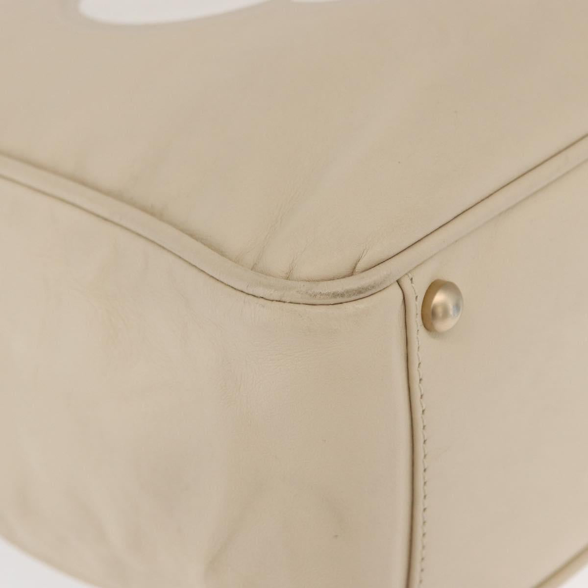 CHANEL Camelia Tote Bag Leather Ivory Gold CC Auth 151193V