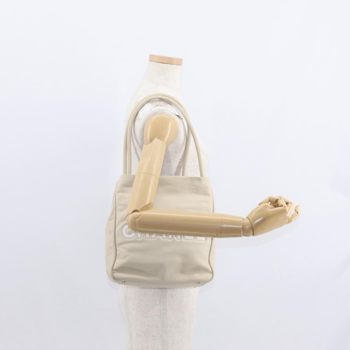 CHANEL Camelia Tote Bag Leather Ivory Gold CC Auth 151193V