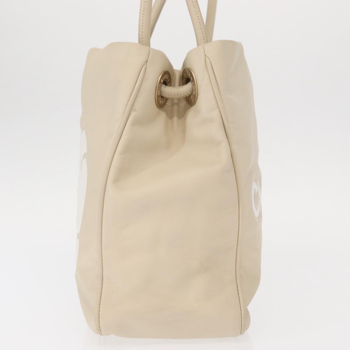 CHANEL Camelia Tote Bag Leather Ivory Gold CC Auth 151193V