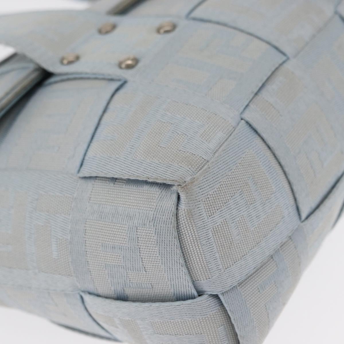 FENDI Zucca Canvas Hand Bag Light Blue Gold Auth 151194V